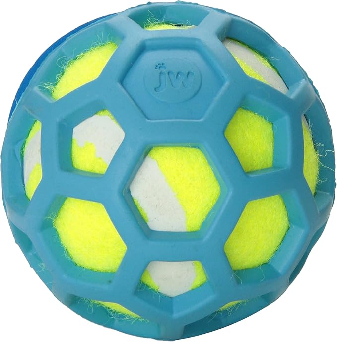 JW Pet Proten HOL-ee Roller Dog Chew Puzzle, Small, Lime Green Tennis Ball with Assorted Colors (Green, Red, Blue), 42204 (Pack of 2)
