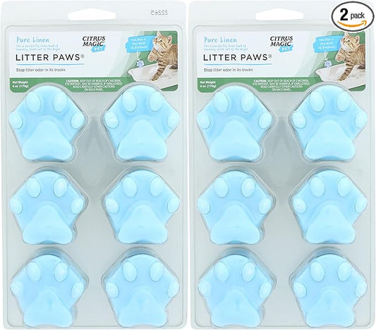 Citrus Magic Pet Odor Control Paws for Litter, Fresh Linen, 6-Count, Pack of 2
