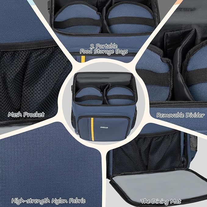 ANILD Dog Travel Bag Backpack, Flight-Ready TSA-Approved Dog Travel Bag with 2 Leak-Proof Food Canisters, 6 Foldable Silicone Bowls, Multi-Compartment Organizer for Hiking, Camping, Dog Mom Essentials
