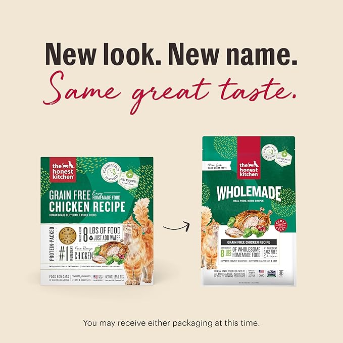 The Honest Kitchen Human Grade Dehydrated Cat Food, Grain Free Chicken Cat Food, 2 lb Box