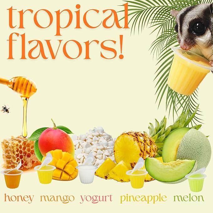 Nectar Pods (Melon) - Calcium-Fortified Jelly Fruit Treat - Sugar Gliders, Marmosets, Squirrels, Parrots, Cockatiels, Parakeets, Lovebirds, Conures, Hamsters, Day Geckos, Kinkajous & Other Small Pets