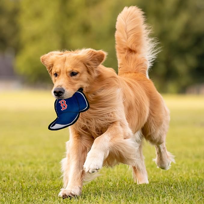 Pets First MLB Boston RED SOX Baseball Cap Tough Toy for Dogs, Best MLB Dog Toy with Team Logo
