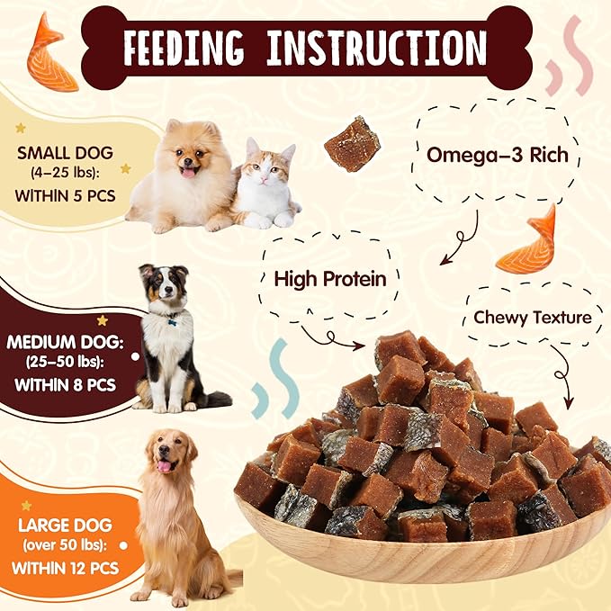 PAWUP Salmon Dog Treats, Healthy Salmon Bites, Dog Jerky Training Treats with Taurine, Rich in Omega-3, 12oz (Smoked Flavor)