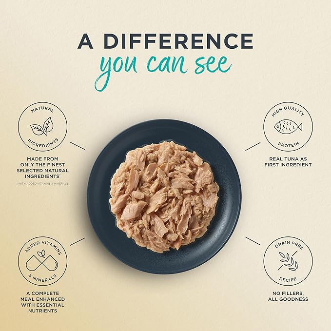 Reveal Entrées Natural Wet Cat Food, Grain-Free with Added Vitamins & Minerals, Carrageenan-Free and High Protein, Tuna Fillet in Broth (24 x 2.47 oz Cans)