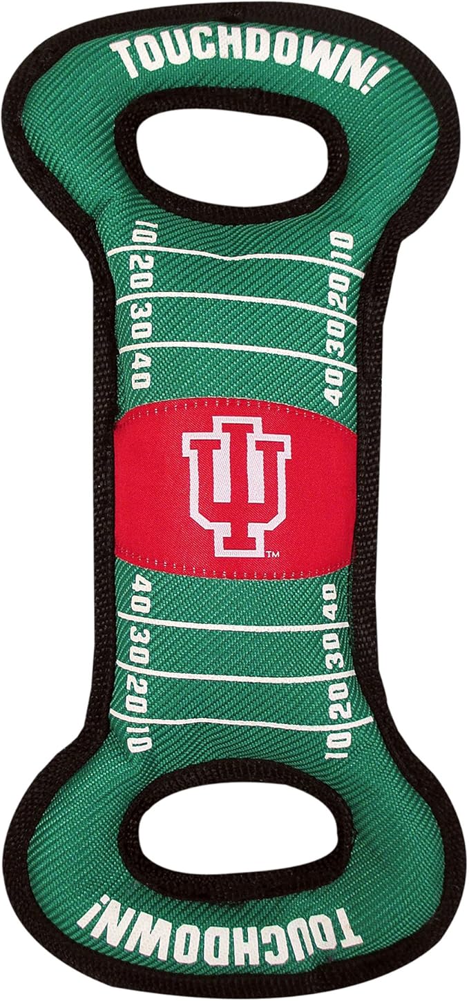 NCAA Football Field Dog Toy with Squeaker. - Indiana Hoosiers - for Tug, Toss, and Fetch. - Tough& Durable PET Toy