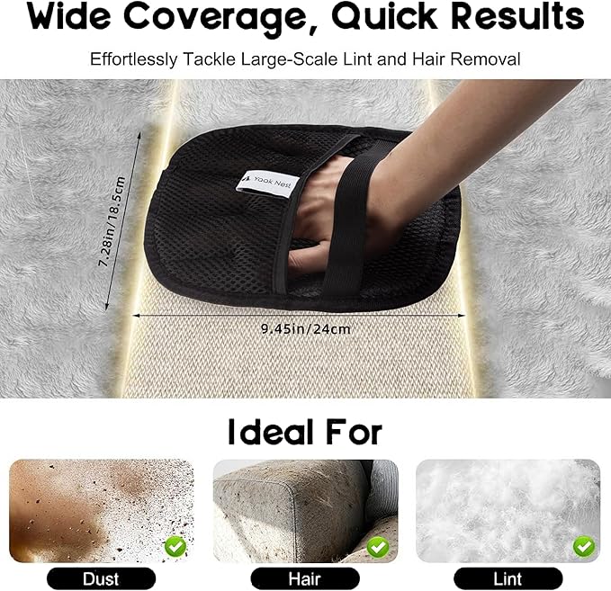Pet Hair Removal Glove for Cats & Dogs - Upgraded Five-Finger Electrostatic Pet Hair Glove - Reusable Magic Brush Fur Remover Tool for Laundry, Couch, Carpet, Car Seat