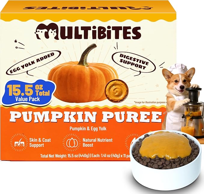 15.5oz Premium Pumpkin Puree for Cats & Dogs - Digestive Health,Sensitive Stomach for Soft Cat Treats - Natural Fiber Supplement for Dog Food Toppers,Kittens,Puppy Snacks