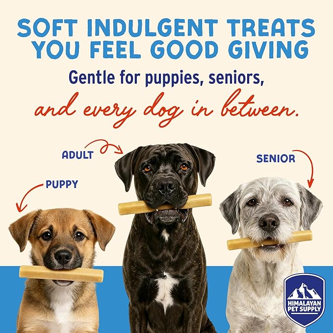 Himalayan Dog Chew Yogurt Sticks, Peanut Butter, Dog Treats with Prebiotics, Probiotics & Protein, Digestive Support, Lactose & Gluten Free, Natural Dog Treat for All Breeds, Made in America, 4pk