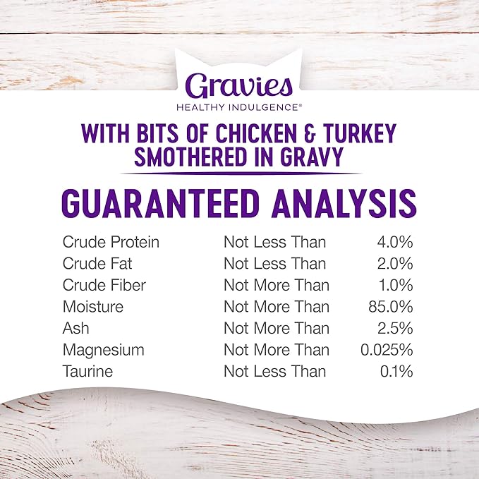 Wellness Healthy Indulgence Gravies Adult Wet Cat Food, Natural, Protein Rich, Grain Free, Chicken and Turkey Recipe, 3 oz, Pack of 24 Pouches