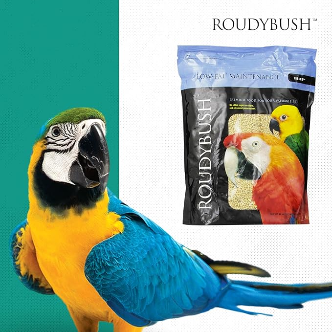 Roudybush Low Fat Food for Adult Birds & Chicks - Scientifically Formulated Bird Feed - Bird Food Pellets w/ Corn, Wheat, Soy & More - Nutritious & Healthy Feed for Birds (Nible, 44oz)