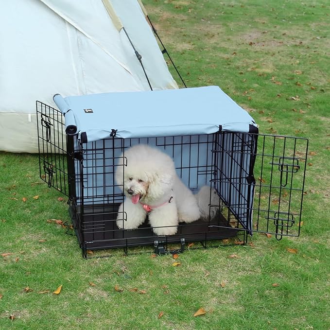 X-ZONE PET Double Door Dog Crate Cover - Polyester Pet Kennel Cover Fits 48 inches Wire Dog Cage Blue