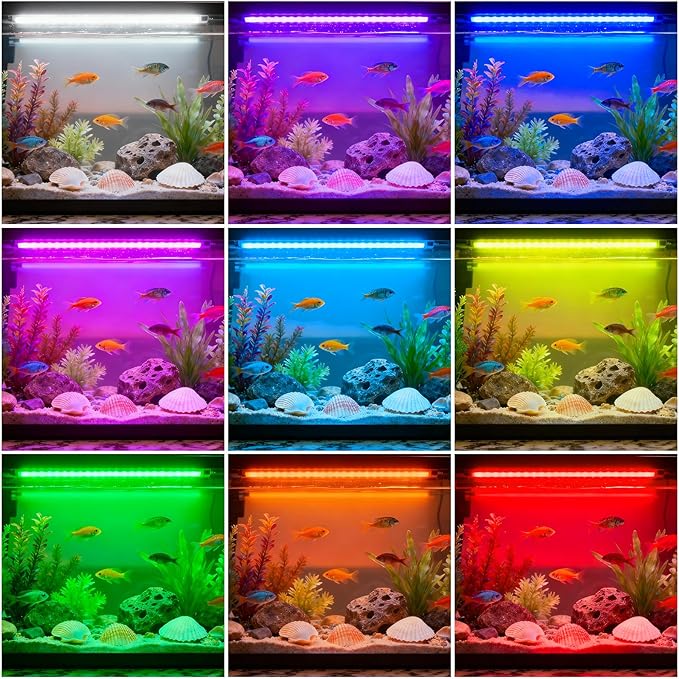 Submersible Fish Tank Light: Underwater Aquarium Light with Remote and Suction for Home Fish Keeper -Full Spectrum Aquarium Tank Light with Colors Change for 19.6In Saltwater Freshwater Tank