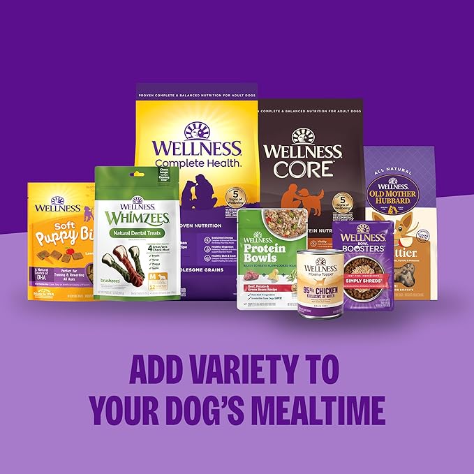 Wellness Protein Bowls Variety Pack Adult Wet Dog Food, Fresh Alternative, Wholesome Grains, Natural, Beef and Lamb Recipes, 6.2 oz, Pack of 6 Pouches