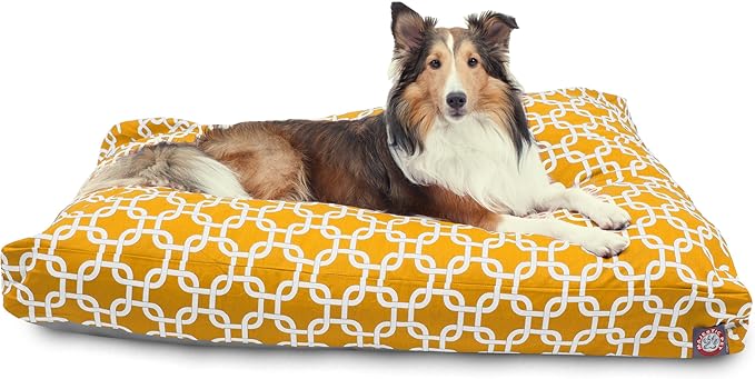 Yellow Links Large Rectangle Indoor Outdoor Pet Dog Bed With Removable Washable Cover By Majestic Pet Products