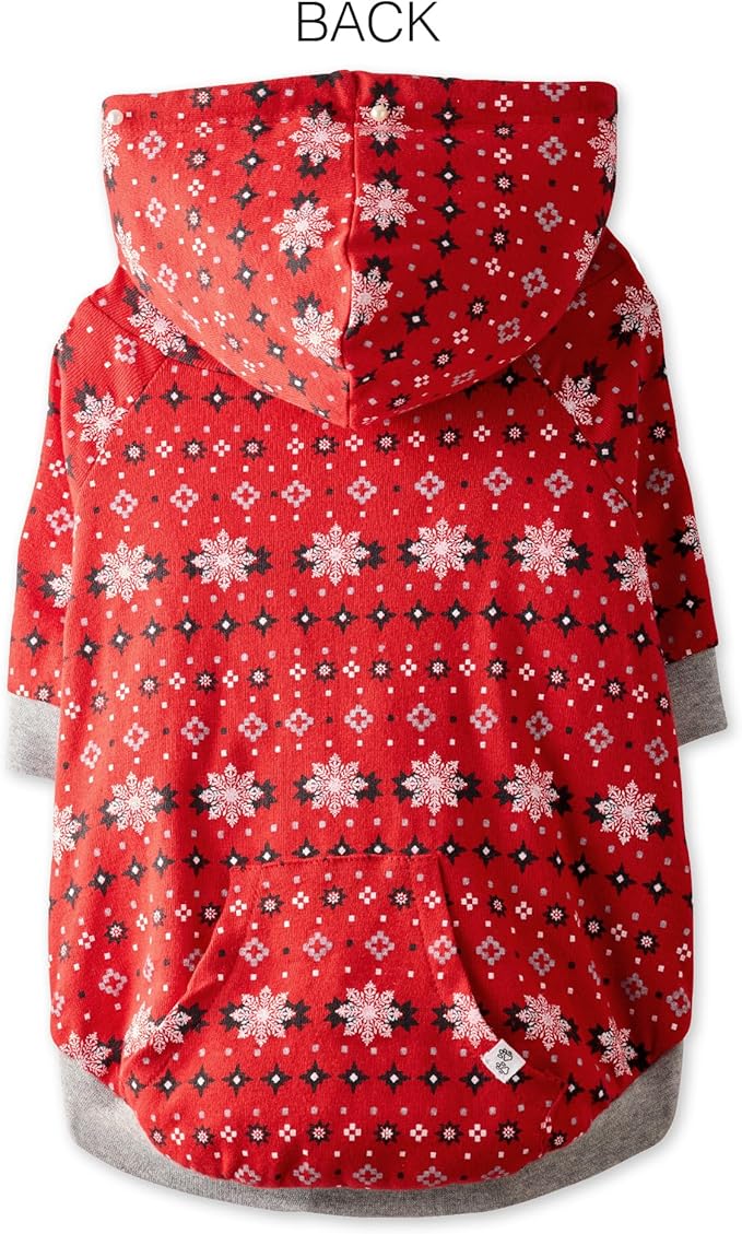 Pet Passion Rocky – The Original Lightweight Hooded Tee 100% Organic Cotton Dog Hoodie Pet Coat Sweater for All Sized Dogs, Red Fair Isle, Small (10-25 lbs)