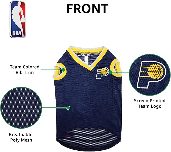 Pets First NBA INDIANA PACERS DOG Jersey, Large - Tank Top Basketball Pet Jersey