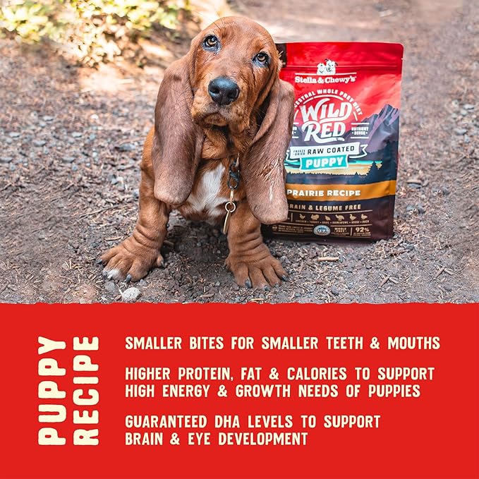 Stella & Chewy's Wild Red Dry Dog Food Raw Coated High Protein Grain & Legume Free Puppy Prairie Recipe, 3.5 lb. Bag (Pack of 2)