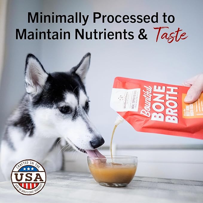 Bundle of Stella & Chewy's Bountiful Bone Broth Grass-Fed Beef Recipe, Cage-Free Chicken Recipe Meal Topper for Dogs, 16 Oz. Resealable Pouch