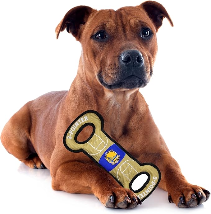Pets First NBA Golden State Warriors Field Toy. - Tough Nylon Pet Toy with Double Trim Stitching & Inner Squeaker, one Size (GSW-3030)