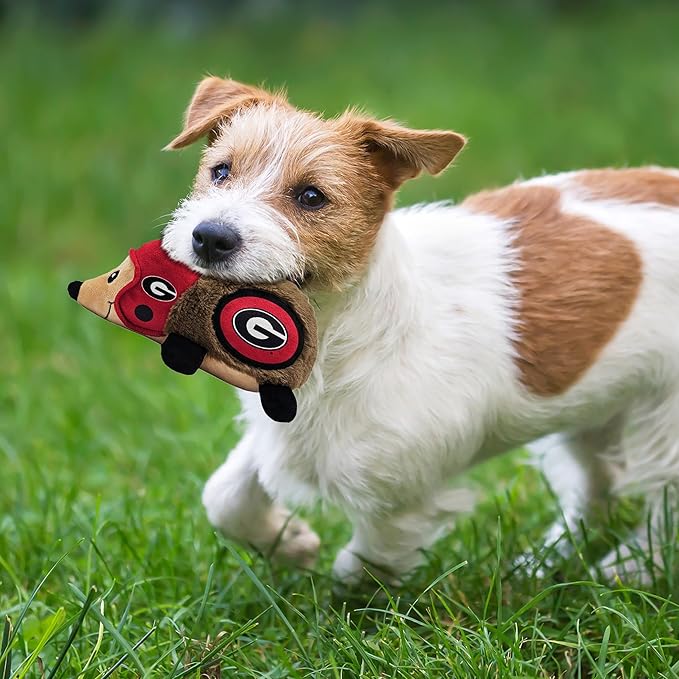 NCAA Georgia Bulldogs Plush Hedgehog Toy for Dogs & Cats, Cool Soft Pet Toy for Fun and Interactive Play, Dog Chew Toy with Squeaker, Licensed Hot Pet Toy
