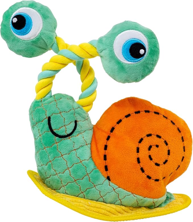 KONG Bendeez Dog Toy – Durable Plush with Rope, Flexible Twistable Design, Squeaker for Interactive Play, Large Size for All Dogs (Snail)