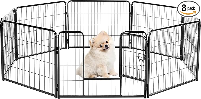 Simple Deluxe Dog Playpen Outdoor Indoor, 24 Inch 8 Panels Dog Fence for Small Dogs Puppy, Perfect Dog Pen for Camping, Yard, RV, Garden Fence, Black