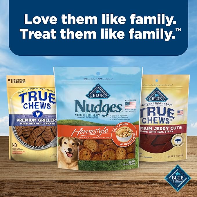 Blue Buffalo Nudges Homestyle Natural Dog Treats, Made in the USA with Real Chicken, Peas, and Carrots, 16-oz. Bag (Pack of 5)