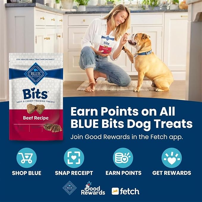 Blue Buffalo Bits Soft Dog Treats for Training, Made with Natural Ingredients & Enhanced with DHA, Turkey Recipe, 4-oz Bag (Pack of 6)