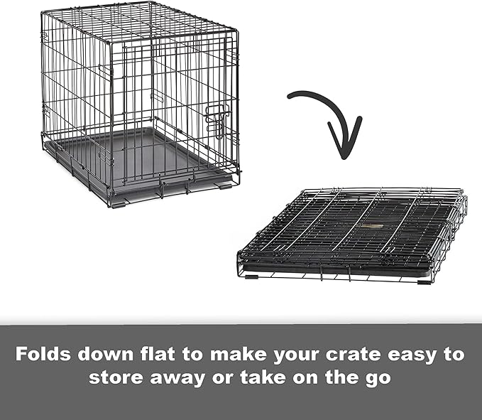 Midwest Homes for Pets 42-Inch New World Crate for Large Breeds, 71-90 lbs, Double Door Folding Dog Crate, Leak-Proof Tray & Secure Latches, Portable, Durable & Easy to Assemble