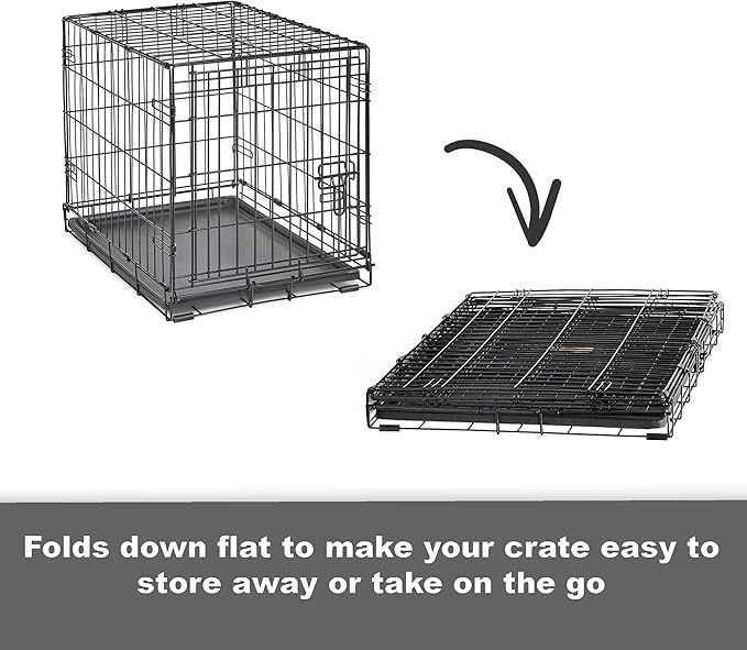 Midwest Homes for Pets 42-Inch New World Crate for Large Breeds, 71-90 lbs, Single Door Folding Dog Crate, Leak-Proof Tray & Secure Latch, Portable, Durable & Easy to Assemble