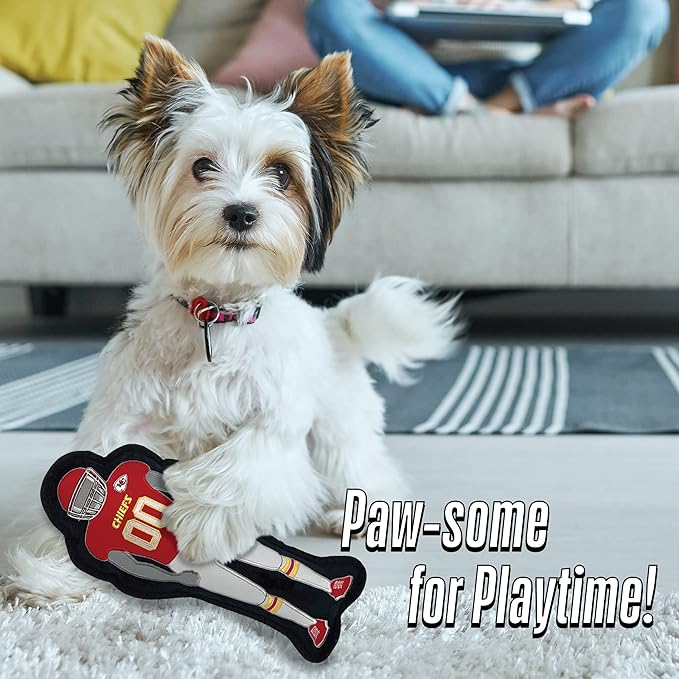 The 1st Ever Tough but Smooth Dog Toy NFL Kansas City Chiefs Football Athletes Player Tough Pet Toy. A Premium Quality Doggie Toy with Built-in Squeaker. Sports Fans Favorite Chew Toy