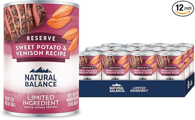 Natural Balance Limited Ingredient Adult Grain-Free Wet Canned Dog Food, Reserve Sweet Potato & Venison Recipe, 13 Ounce (Pack of 12)