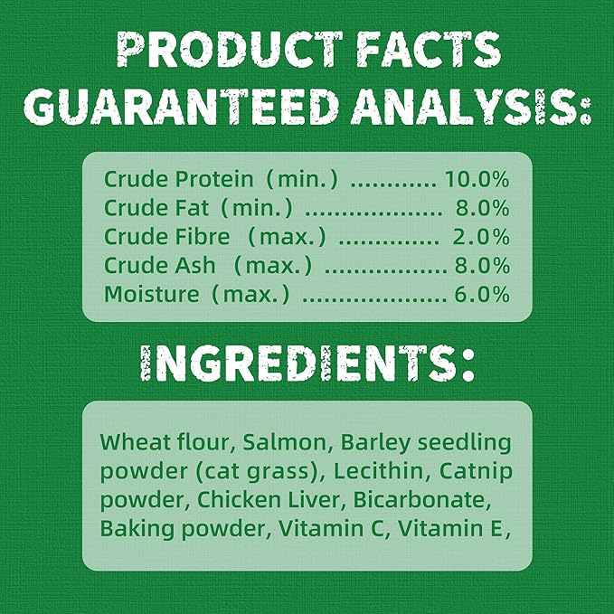 Just Try Cat Treats for Indoor Cats Hairball Control Natural Salmon Healthy Cat Grass Treats Kitten Snacks Training Biscuits Catnip for Cats Dental Care 13.4 OZ