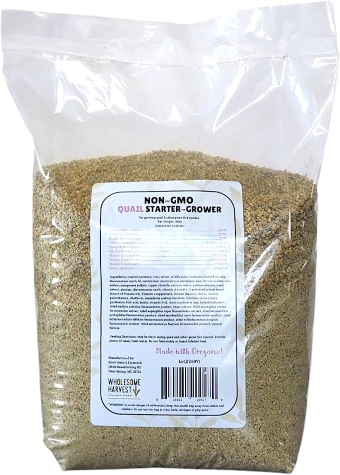 Non-GMO Quail Starter Grower Feed, Button Food 10lbs