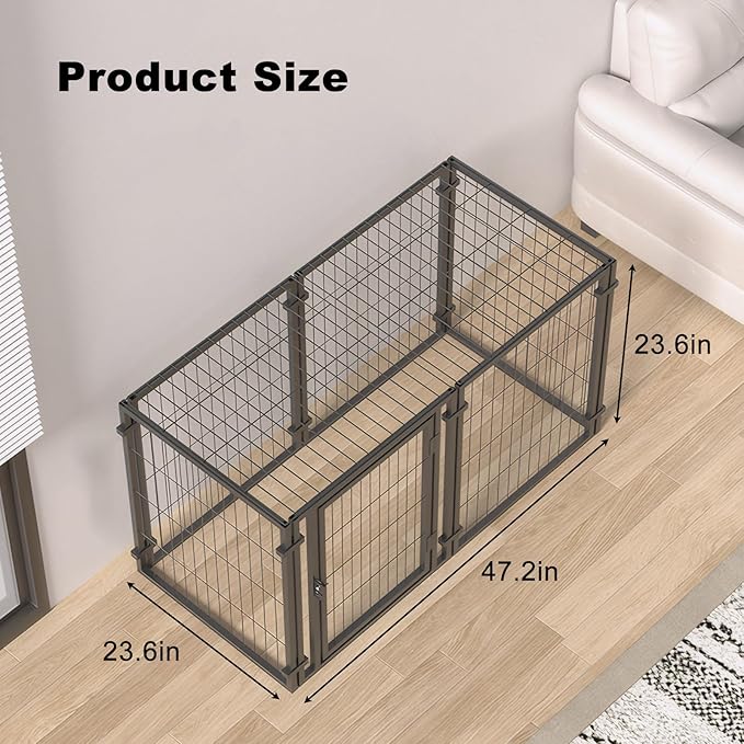 47.2 Inch Large Dog Crate and Playpen for Small Medium Large Breeds Indoor Outdoor Use with Easy Assembly Durable Construction Spacious Design