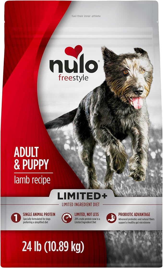 Nulo Freestyle Limited Ingredient Dry Dog Food - High Protein Lamb Recipe, Natural Grain Free Dog Food for Puppies & Adults, Small, Medium and Large Breed Kibble, 24lb Bag