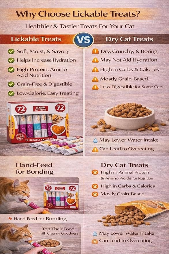 Lickable Cat Treats Squeeze Tubes 144 Pack | Grain-Free High-Protein Creamy Snacks | Chicken Tuna Salmon Beef Variety | All Life Stages Cats & Kittens