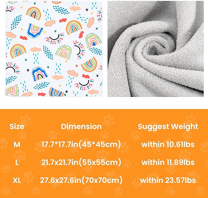 21.7'' Cat Grooming Wrap for Cutting Nails Self-Adhesive Soft Polyester Fabric Swaddle Wrap for Cats Anti-Scratch Anti-Escape Restraint for Nail Clipping Pet Cleaning and Beauty (Rainbow,L)
