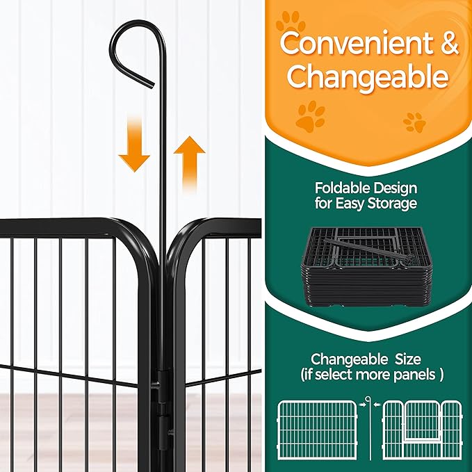 Topeakmart Dog Playpen Outdoor Puppy Exercise Pen Indoor Portable Pet Fence for Yard/RV Camping, 24 Inch 32 Panels