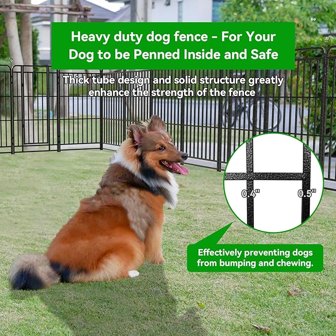 Kfvigoho Heavy Duty Dog Playpen: 12 Steel Panels 47" Height, Square Steel Pipe with Reinforced Crossbars, 27FT 57 Sq.ft Portable Fence for Yard RV Camping, Snowy Black
