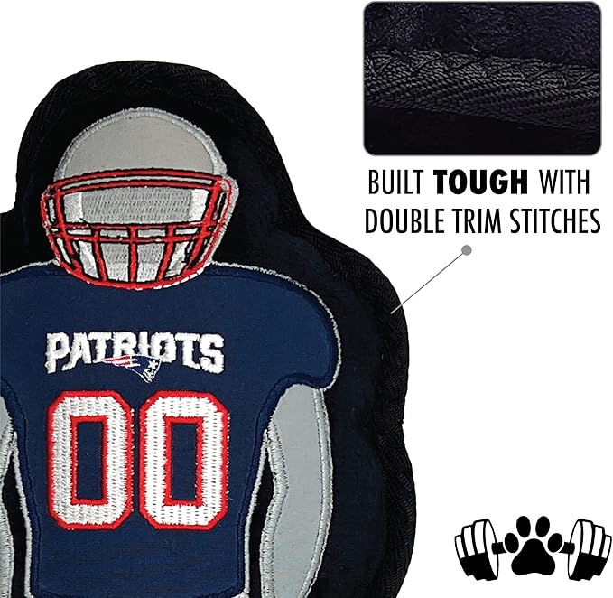 The 1st Ever Tough but Smooth Dog Toy NFL New England Patriots Football Athletes Player Tough Pet Toy. A Premium Quality Doggie Toy with Built-in Squeaker. Sports Fans Favorite Chew Toy