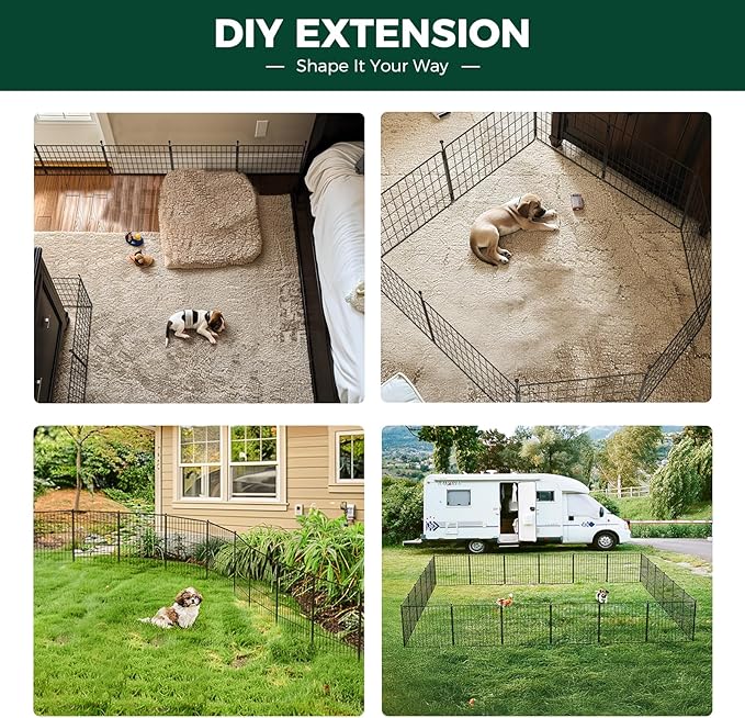 FXW MiniPaws Unleashed Dog Playpen, Expandable & Portable Design for Yard, RV Camping and Indoor Use, for Puppies and Small Dogs, 24-inch 8 Panels