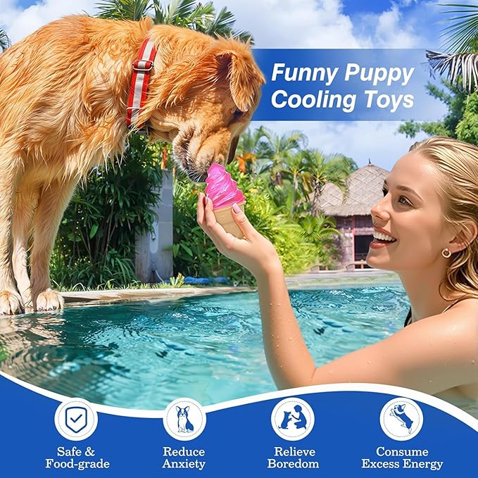 Pawaboo Dog Cooling Chew Toys, 2 Pack Freezable Pet Teething Toy for Puppies for Summer Cooling, Dog Freezer Chewing Ice Toy for Teeth Cleaning, Reusable Puppy Frozen Toys Relieve Dental Discomfort