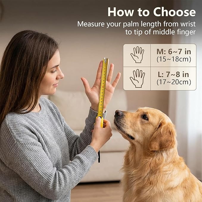 Pet Grooming Gloves for Cats & Dogs, Silicone Pet Hair Removal Glove for Bathing, Shedding & Massage, Gentle Cat & Dog Grooming Glove for Long & Short Hair Pets（Grey-Medium）