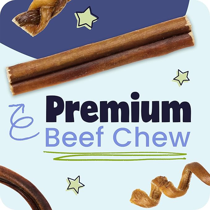 Pawstruck Bully Sticks for Dogs 6"" Long Lasting Rawhide Free Dental Chews Single Ingredient 100% Real Beef Pizzle Dog Treats 5-Pack Bonus Bag Low Odor Premium Quality