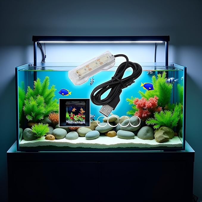 Blue Light Small Aquarium Led Light, Multicolor Led Fish Tank Light for Freshwater Plants Aquarium Accessories, Fish and Aquatic Pets Aquarium Lights