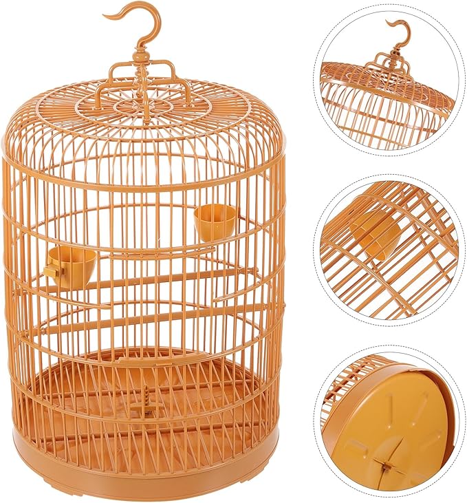 ULTECHNOVO Plastic Hanging Bird Cage Round Dome Top 30cm Small Pet Cage for Parakeets and Cockatiels and Animals