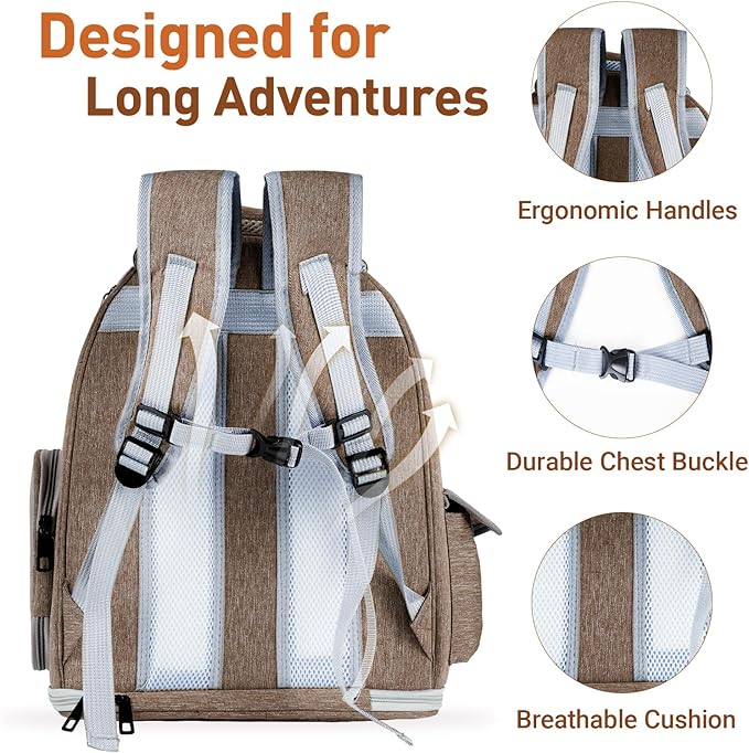 Cat Backpack Carrier with Large Space Bubble Window, Airline Approved Breathable Pet Carrier for Small Dogs Cats up to 15lbs, Foldable for Travel Hiking & Outdoor Use
