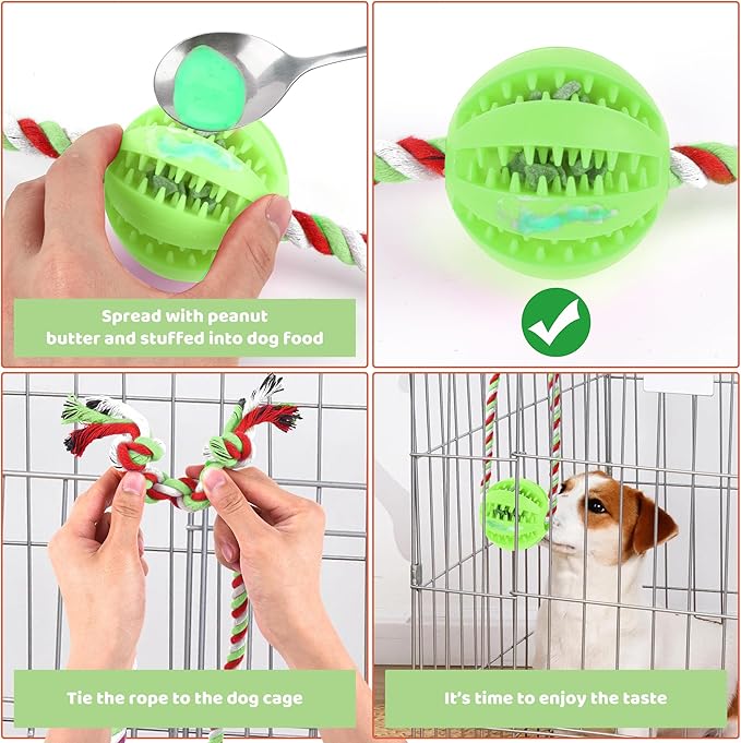 Interactive Dog Toys, Crate Training Aids for Puppies, Reduce Stress Anxiety Peanut Butter Dog Food Treat Dispenser Toys(Green)