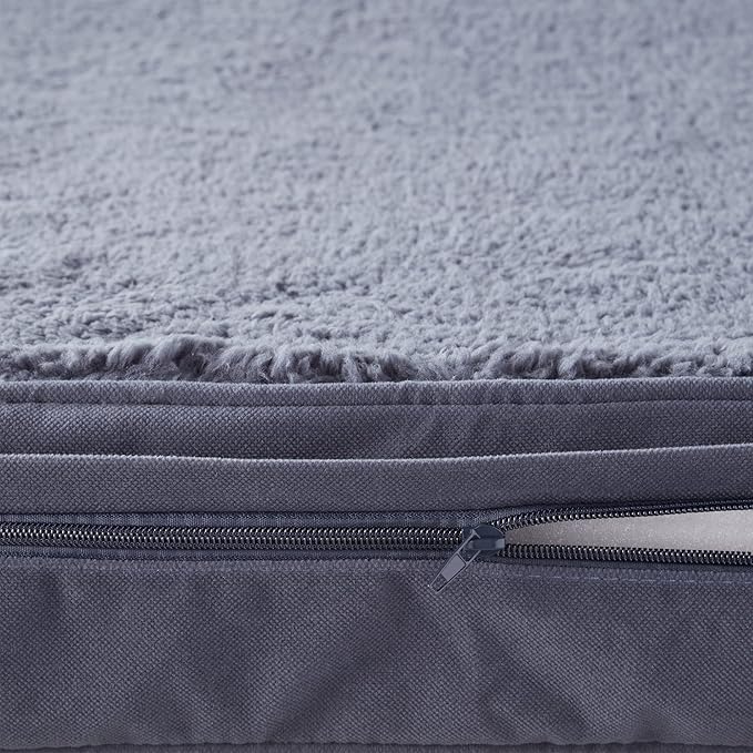 Happy Hounds Oscar Rectangle Orthopedic Foam Sherpa Dog Bed, Small (36 x 24 in.), Prussian Blue